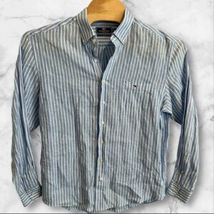 Vineyard Vines Shirt Adult XL  Tucker‎ Blue Striped 100% Linen Button Down Mens